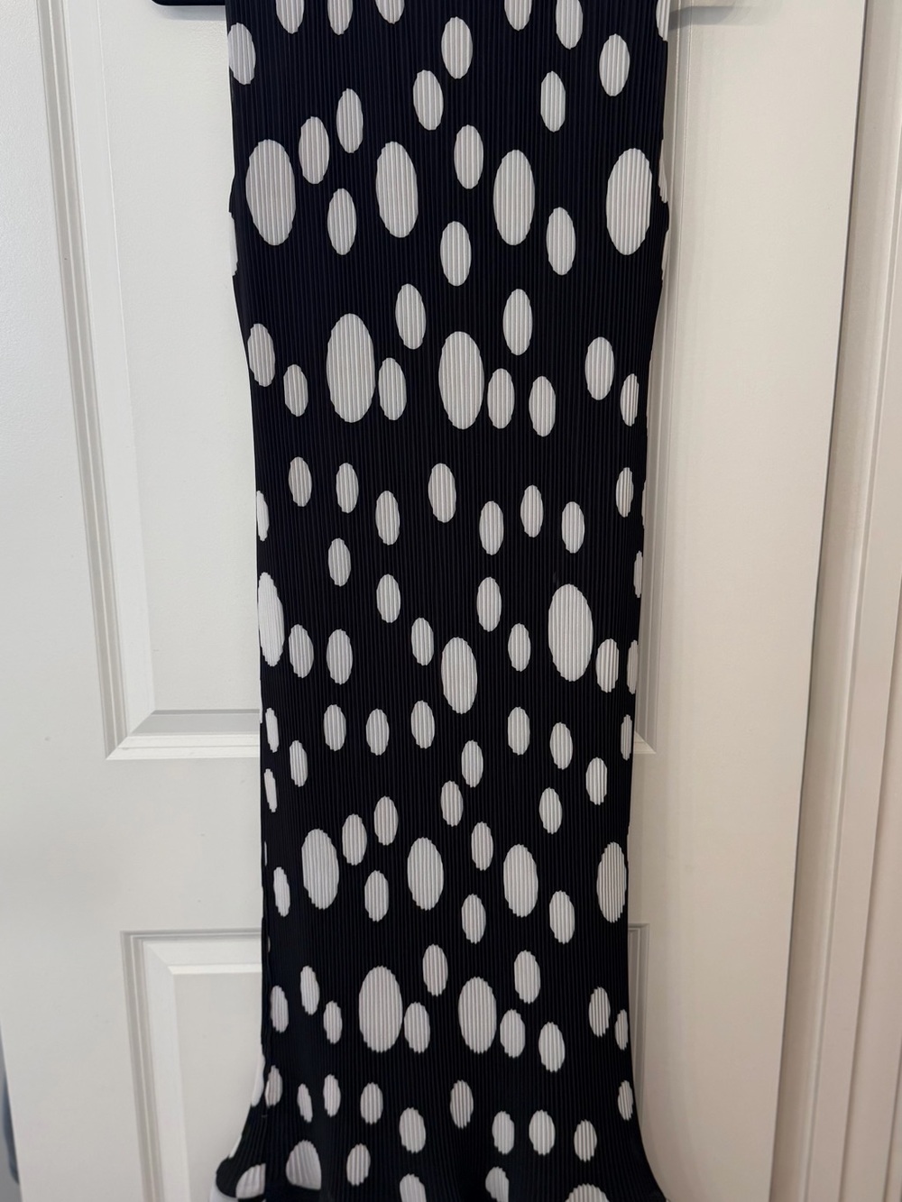 Milly Sleeveless Black Midi Dress with White Polka Dot Print - Picture 3 of 8
